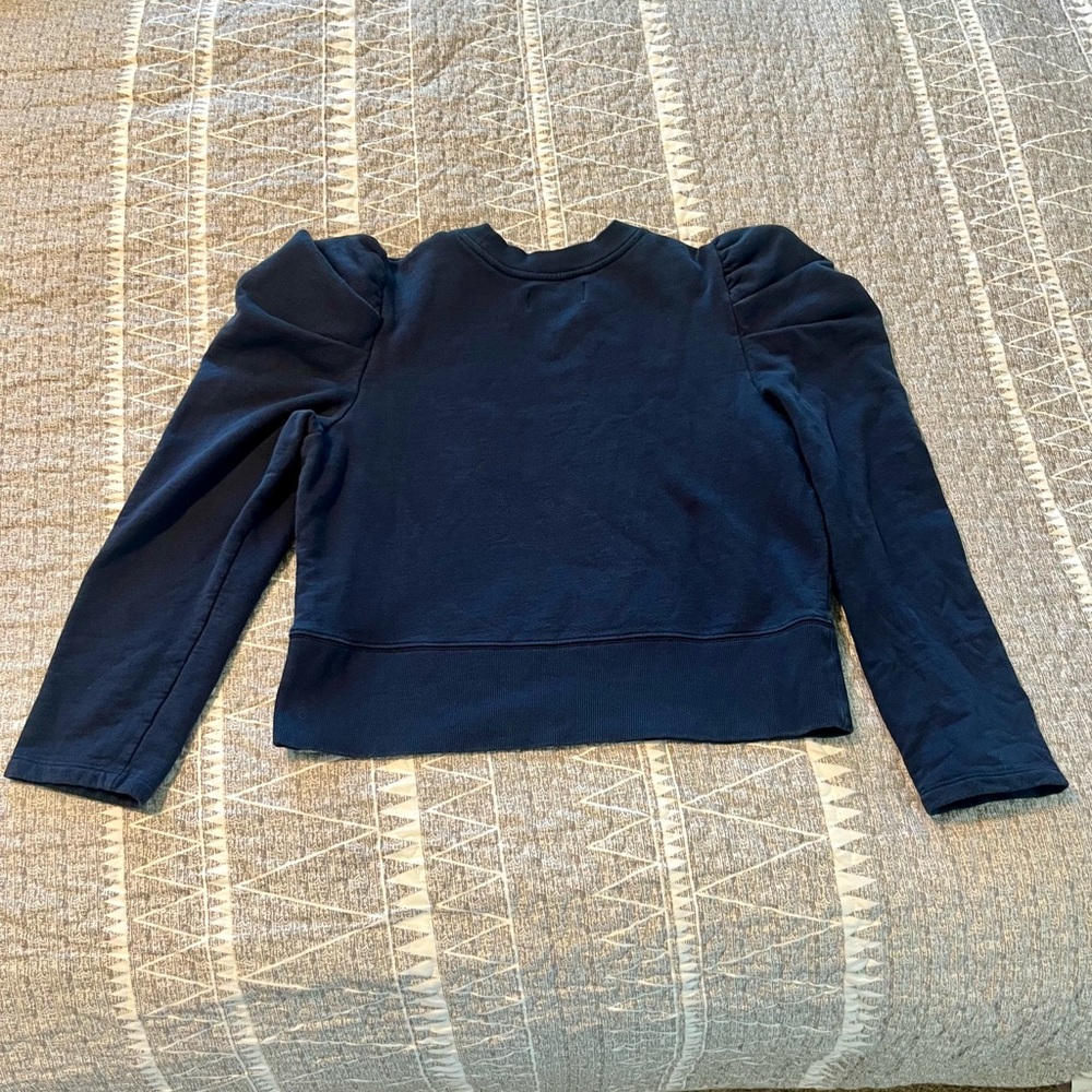 soldout.nyc Organic Cotton Puff Sleeve Sweatshirt Navy L Minimalist